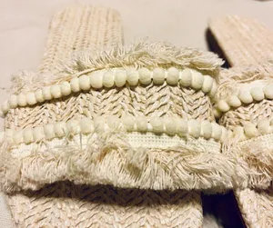 Fringe Straw Boho Sandals Open Toe Slides White Size 6 thumbnail 11