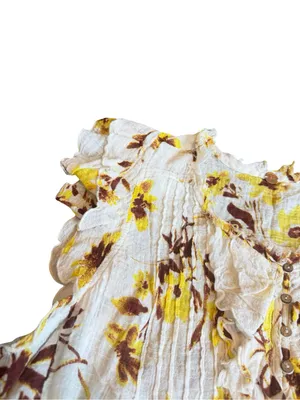 Free People One Naya Floral Crop Top Shirt Blouse Gauze Stretch Size Large thumbnail 5