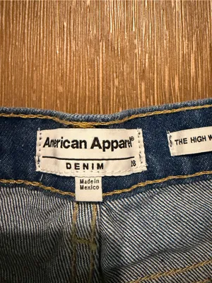 American Apparel High Waisted Cuff Denim Shorts Size 28 Blue Jean Vintage thumbnail 3