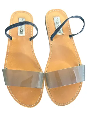 Steve Madden Dasha Clear Strap Tan Leather Slide Sandals thumbnail 8