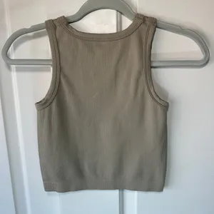 Love Life‎ Essentials Ribbed Tank Top XS/S Beige Crop Sleeveless Casual thumbnail 3