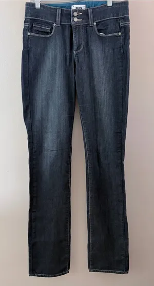Paige Hidden Hills Straight Leg Jeans Size 28 Dark Wash Double Button thumbnail 1