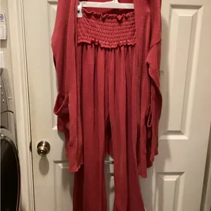LG Red Ribbed Knit Top Size M thumbnail 2