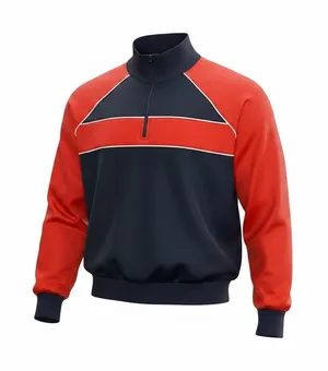 Frame Colorblock Mock Neck 1/4 Zip Pullover Sweatshirt Blue Red Small Retro 90s thumbnail 1