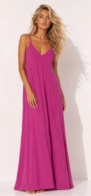 Lovestitch Maroon Gauze Maxi Dress Boho Beach Vaca Resort Lounge Travel Luxury S thumbnail 1