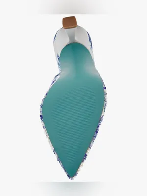 Betsey Johnson Blue & White Beaded Pointed Toe Slingback thumbnail 5