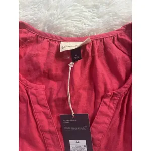 NWT Universal Thread Linen Blend Babydoll Top XL Pink Short Sleeve V-Neck thumbnail 4