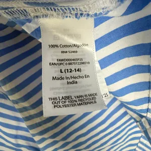 Free Assembly Blue White Striped Cotton Midi Shirt Dress D-Ring Belt L 12-14 thumbnail 5