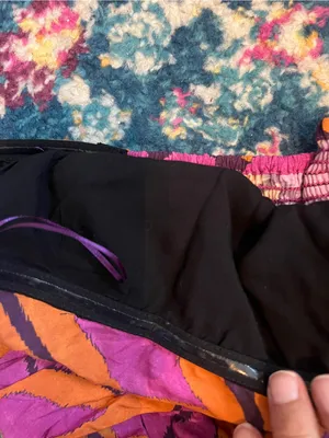 Zara boho Strapless Wide-Leg Jumpsuit in Magenta & Orange thumbnail 15