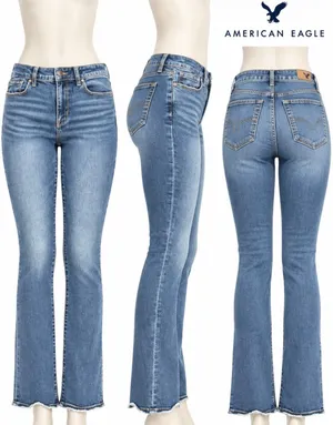 American Eagle High Rise Skinny Kick Jeans 2 Regular Stretch Frayed Hem thumbnail 2