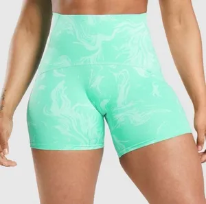 Gymshark Power High Rise Shorts Bright Turquoise Print Size: S thumbnail 1