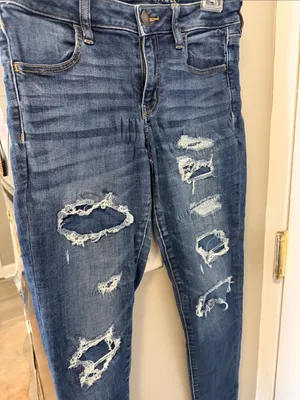 American Eagle Next Level Stretch Distressed Jeggings Sz 6R / Medium Wash thumbnail 4