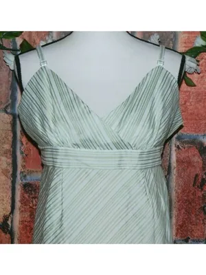 Motherhood Maternity Green & White Striped Sleeveless Empire Waist Dress Size L thumbnail 2