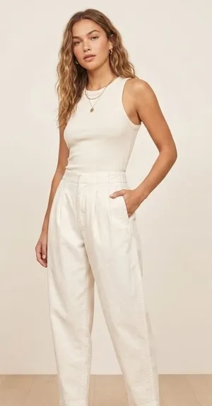 Abercrombie & Fitch Pants Women 4R White Pleated Tapered HR Chino Trousers‎ thumbnail 1