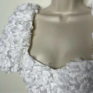 ASOS LUXE 3D floral corset mini dress with puff sleeves in white sz 6 thumbnail 11