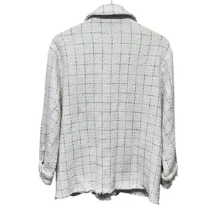 ZARA Oversized Tweed Shacket Overshirt‎ Women XS Ivory Check Textured Oversized thumbnail 3