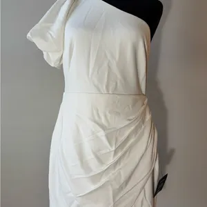Lulus Flirtatious Celebration White One-Shoulder Tulip Mini Dress thumbnail 3
