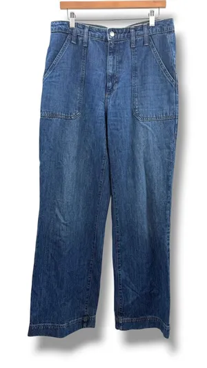 Universal Threads High Rise Wide Leg Jeans Womens 10‎ Long Medium Wash Utility thumbnail 1