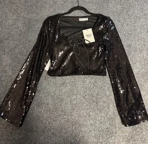 Princess Polly new black sequin top thumbnail 1