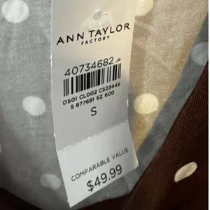 Ann Taylor Square Neck Polka Dot Layering Tank Top Rich Walnut Brown Size S NWT thumbnail 5