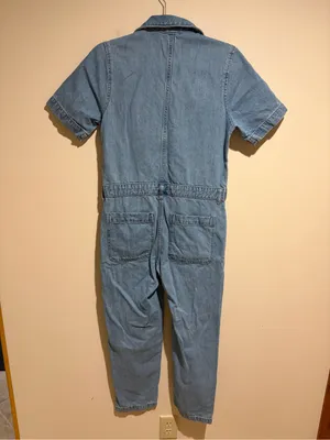 Everlane Light Wash Denim Short Sleeve Coverall Jumpsuit Boilersuit Utility 0 thumbnail 12