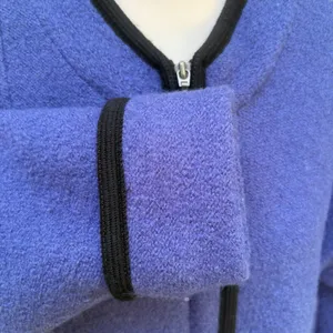 Icelandic Design Coat L Blue Boiled Wool Zip Button Trim Pocket Nordic Winter thumbnail 12