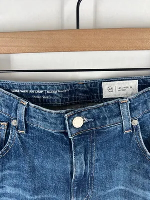 AG Saige Wide Leg Crop Watermist Paneled Jeans Size 33 thumbnail 3