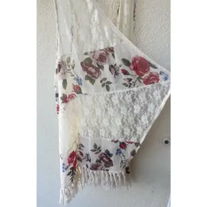Vivid Importers Lace Crochet Floral Fringe Kimono Vest Size Large Boho Festival thumbnail 3