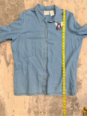 Blair  Light Blue Denim Button-Down Shirt with Angel Patch thumbnail 5