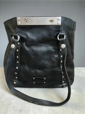 Patricia Nash Benvenuto Large Black Leather Stud-Accent Tote Bag thumbnail 8