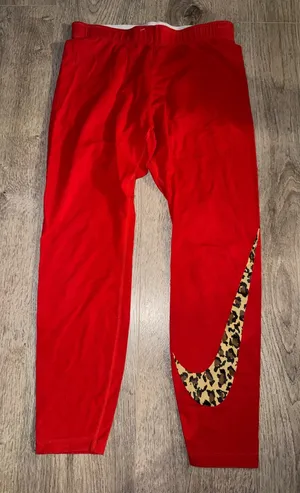 Rare Red Nike Cheetah Swoosh Pants - Y2K thumbnail 1