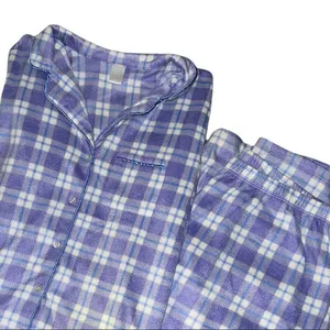 Adonna warm lavender and white plaid fleece 2 piece pj set thumbnail 3
