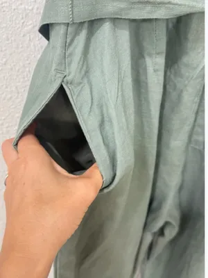 Quince Olive Tie-Waist 100% Linen Pantsuit thumbnail 9