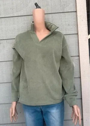 Women’s mondetta sage green ribbed pull over sweater size small thumbnail 1