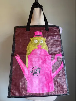 Trader Joe's Reusable Grocery Tote Bag Perky Uni-corny Whimsical Graphic Shopper thumbnail 1
