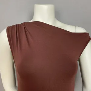 Zesica Dress Off One Shoulder Dropped Waist Brown Clingy Fitted Small Sleeveless thumbnail 10