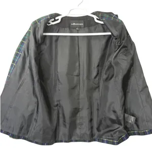 Vintage Sag Harbor Plaid Blazer Jacket Green Tartan Collarless Lined Size 14‎ thumbnail 7