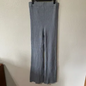 Abercrombie &‎ Fitch Ribbed Kick Flare Leggings High Waist Split Hem Blue Medium thumbnail 4