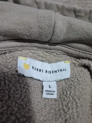 Kerri Rosenthal Beige Boyfriend Hoodie with Color-Block Smiley Back Size Large thumbnail 6