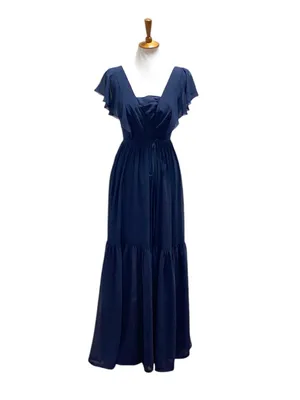 White By Vera Wang Maxi Dress Navy Blue Size 2 Wedding Special Occasion Boho thumbnail 2