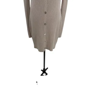 LPA Naolin Taupe Rib Knit Open Back Collared Bodycon Mini Dress‎ Size Medium thumbnail 7