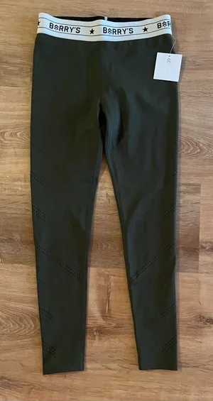 NWT: Barry’s Fit Laser Cut Sprinter Tight in olive green thumbnail 1