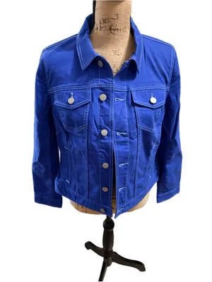 Talbots Classic Jean Jacket Size M Royal Blue thumbnail 2