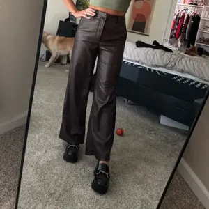 Joe's Jeans Brown Faux Leather Pants Size 31 Wide Leg Trouser Crop Designer $200 thumbnail 6