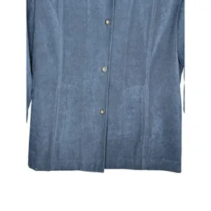 Vintage Norton‎ McNaughton Shirt Jacket Women 8 Blue Faux Suede Button Down thumbnail 6