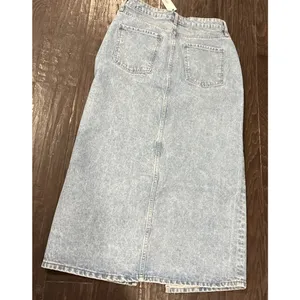 The‎ Drop Dixon Womens Size Medium Indigo Denim Jean Skirt Front Slit Preppy NEW thumbnail 2