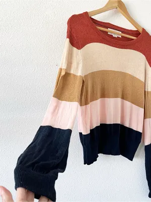 Birds of Paradis by Trovata Cashmere Blend Colorblock Striped Sweater thumbnail 4