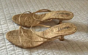 Schutz anthro Evenise strapy 90’s Y2K Kitten Heel Sandals Natural cork size 9 thumbnail 6