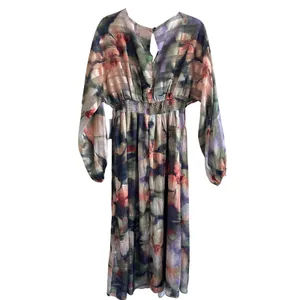 Socialite Chiffon Floral Midi Dress Womens Medium Side Slit‎ Party Guest Spring thumbnail 2