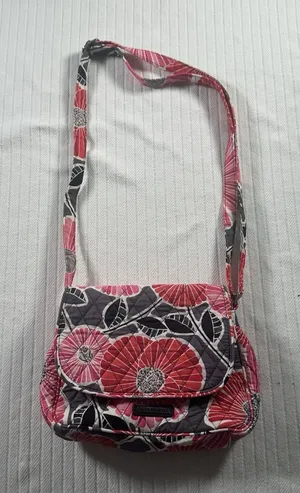Vera Bradley Floral Quilted Crossbody Shoulder Bag Pink Gray Cotton Purse thumbnail 1